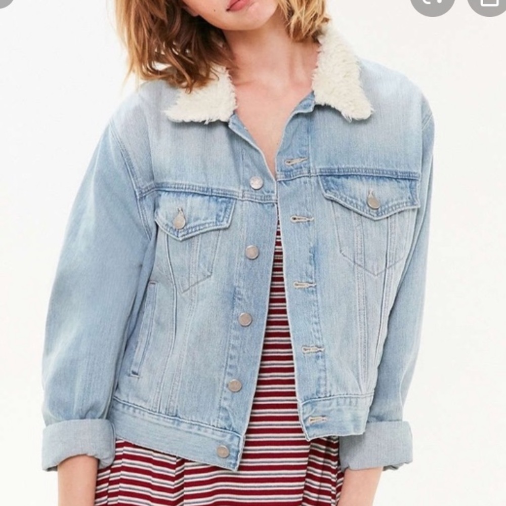 Urban Outfitters Sherpa Collar Jean Jacket